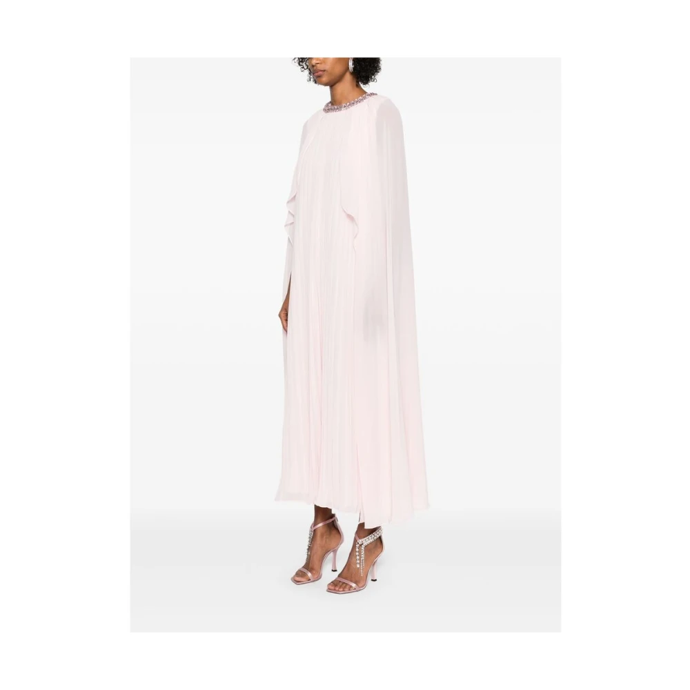 Self Portrait Kristalversierde Roze Plissé Jurk Pink Dames