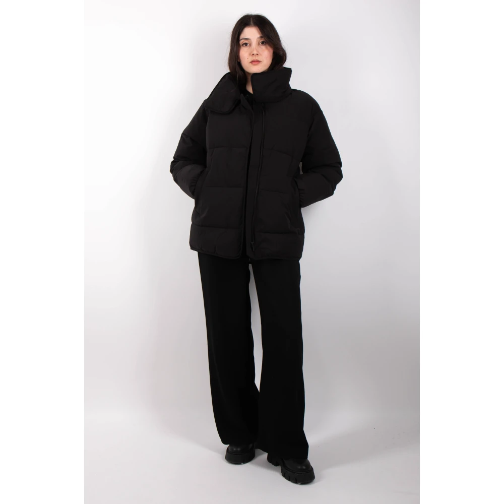 Edwin Zwarte Pufferjas Mella Black Dames