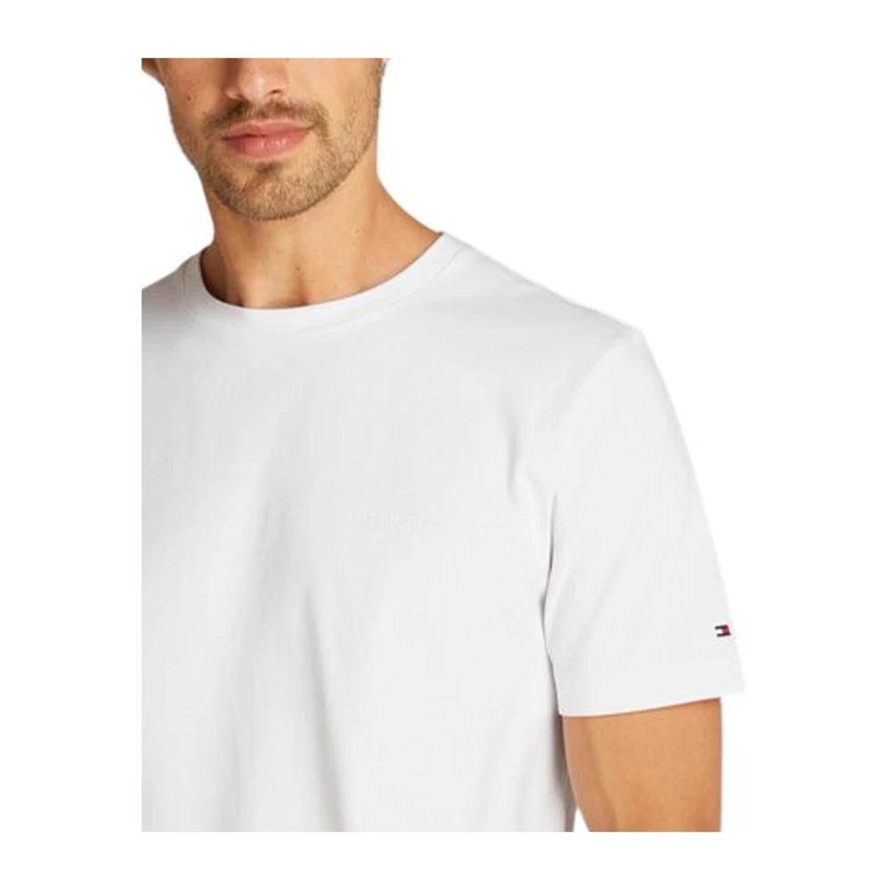 Tommy Hilfiger Interlock Gebreide Geribbelde Kraag T-Shirt White Heren