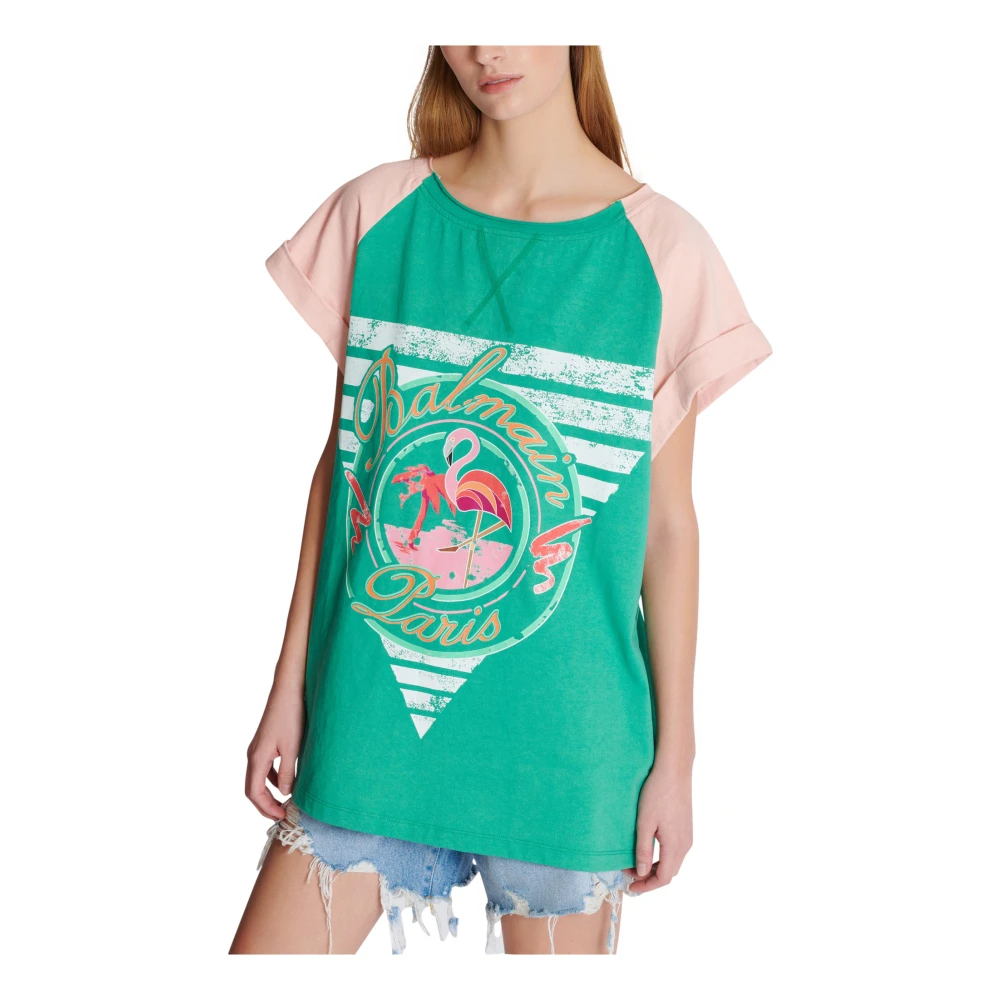 Balmain Flamingo T-shirt Multicolor Dames
