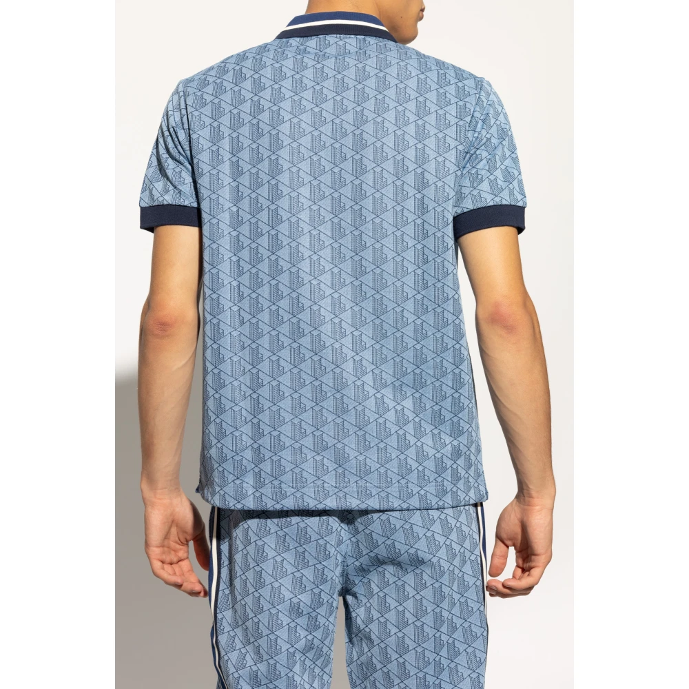 Lacoste Polo met monogram Blue Heren