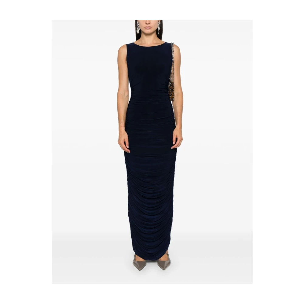 Norma Kamali Navy Blauwe Gerimpelde Bodycon Jurk Blue Dames