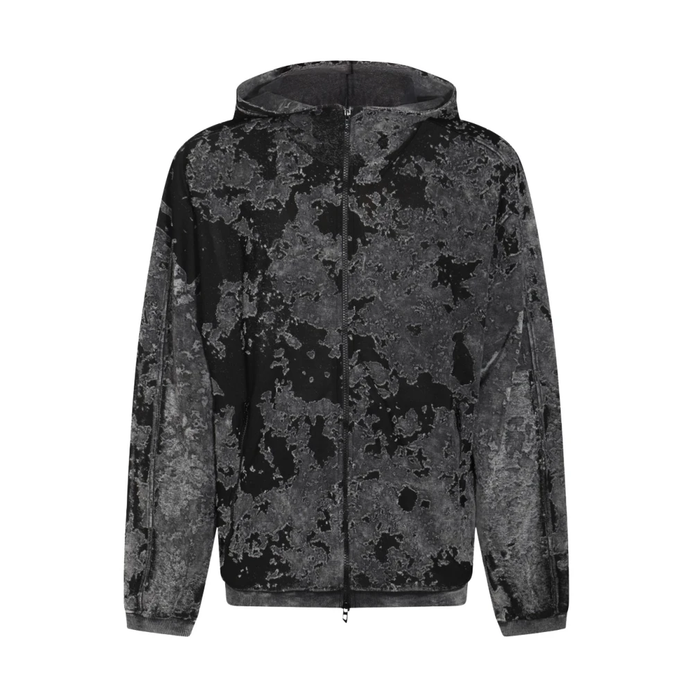 Diesel Verontruste Rits Hoodie Zwart Katoenmix Black Heren