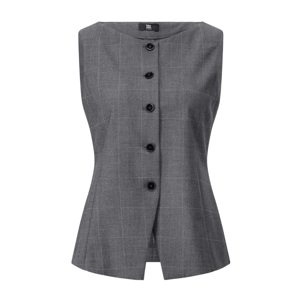 Riani Women's Gray Waistcoats, Xl, Elegant Checkered Vest
