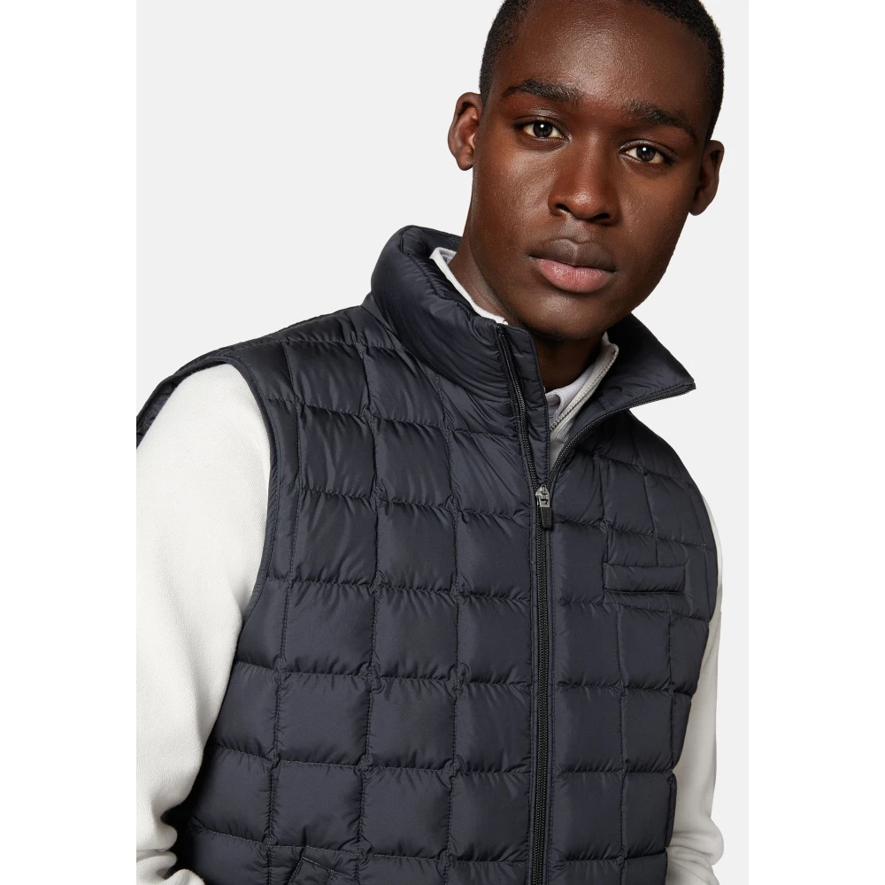 Boggi Milano Gilet van technische stof met ganzen dons Blue Heren