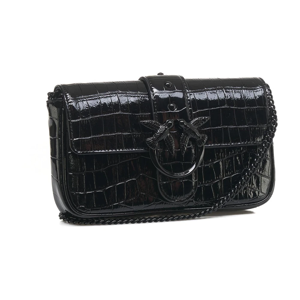 pinko Liefde Zak Leren Schoudertas Black Dames