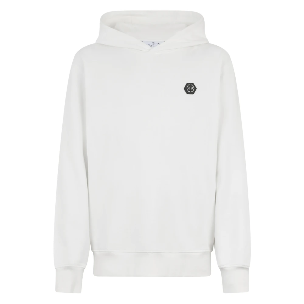 Philipp Plein Men's White Hoodies, L, Fleece Hoodie Basic