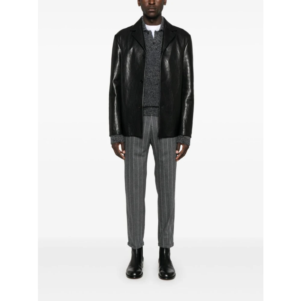 PT Torino Grijze Wollen Pinstripe Broek Gray Heren