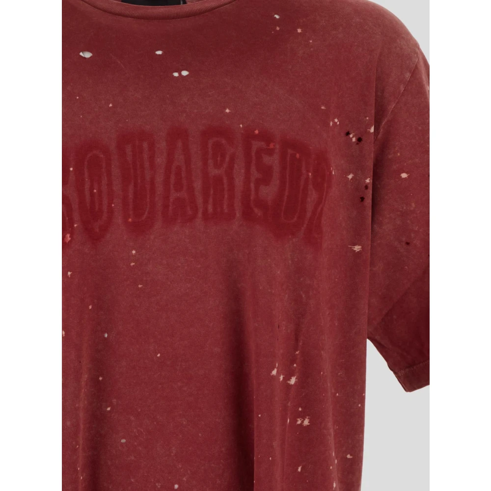 Dsquared2 Katoenen Logo T-shirt Red Heren
