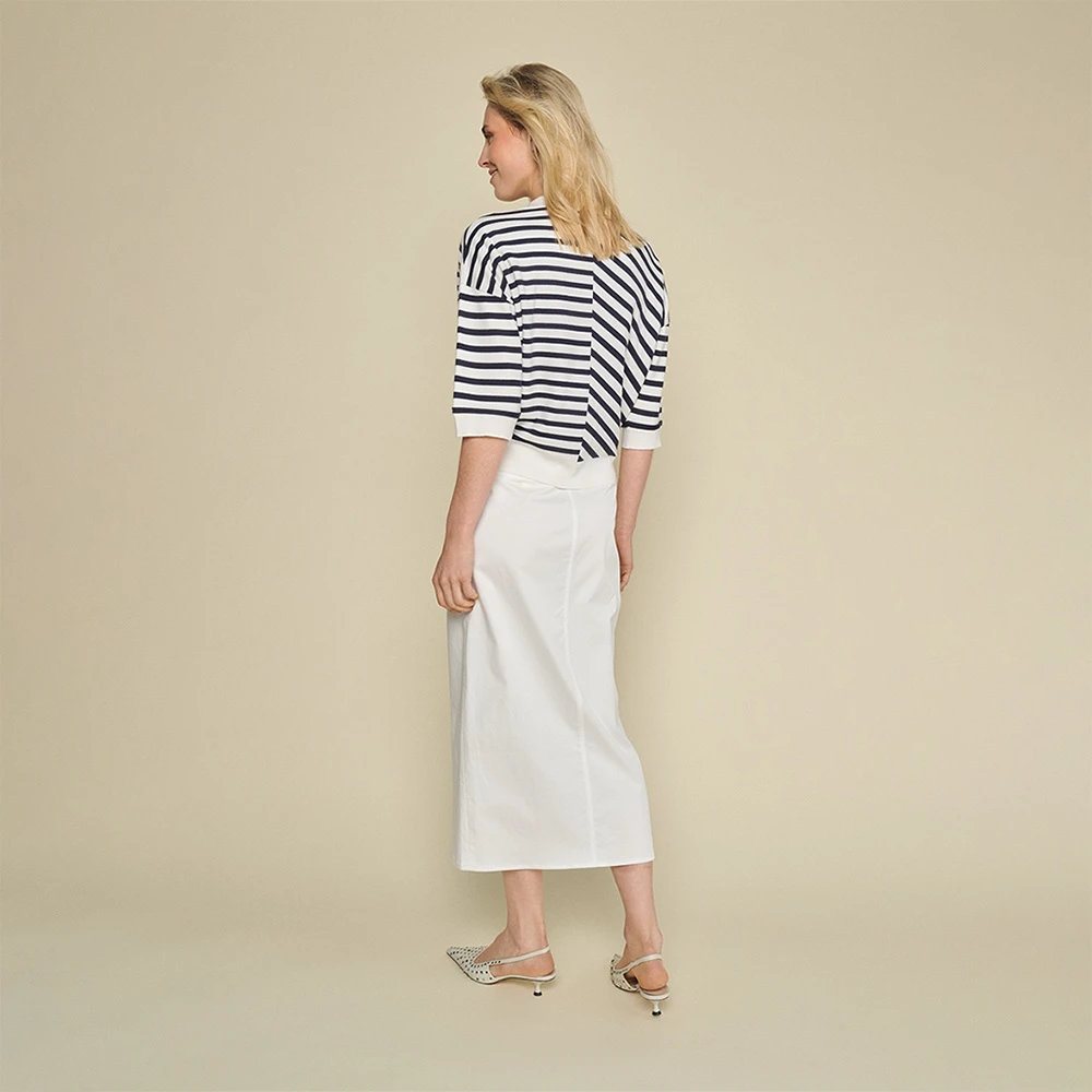Marie Méro Witte Katoenen Kuitlange Rok White Dames