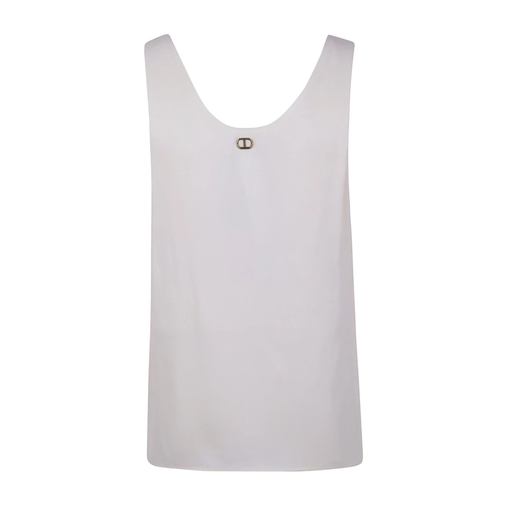 Twinset Beige Logo Top met Brede Bandjes Purple Dames