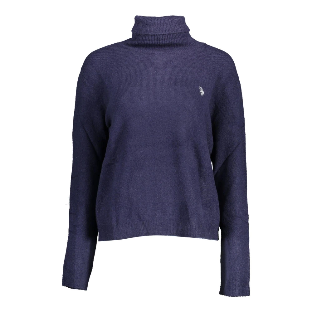 U.s. Polo Assn. Women's Blue Embroidered Turtleneck Jumper - Turtlenecks - Xl - Knitwear
