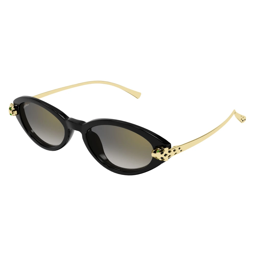 Cartier Unisex Black Sunglasses, 52 Mm, Oval Sunglasses