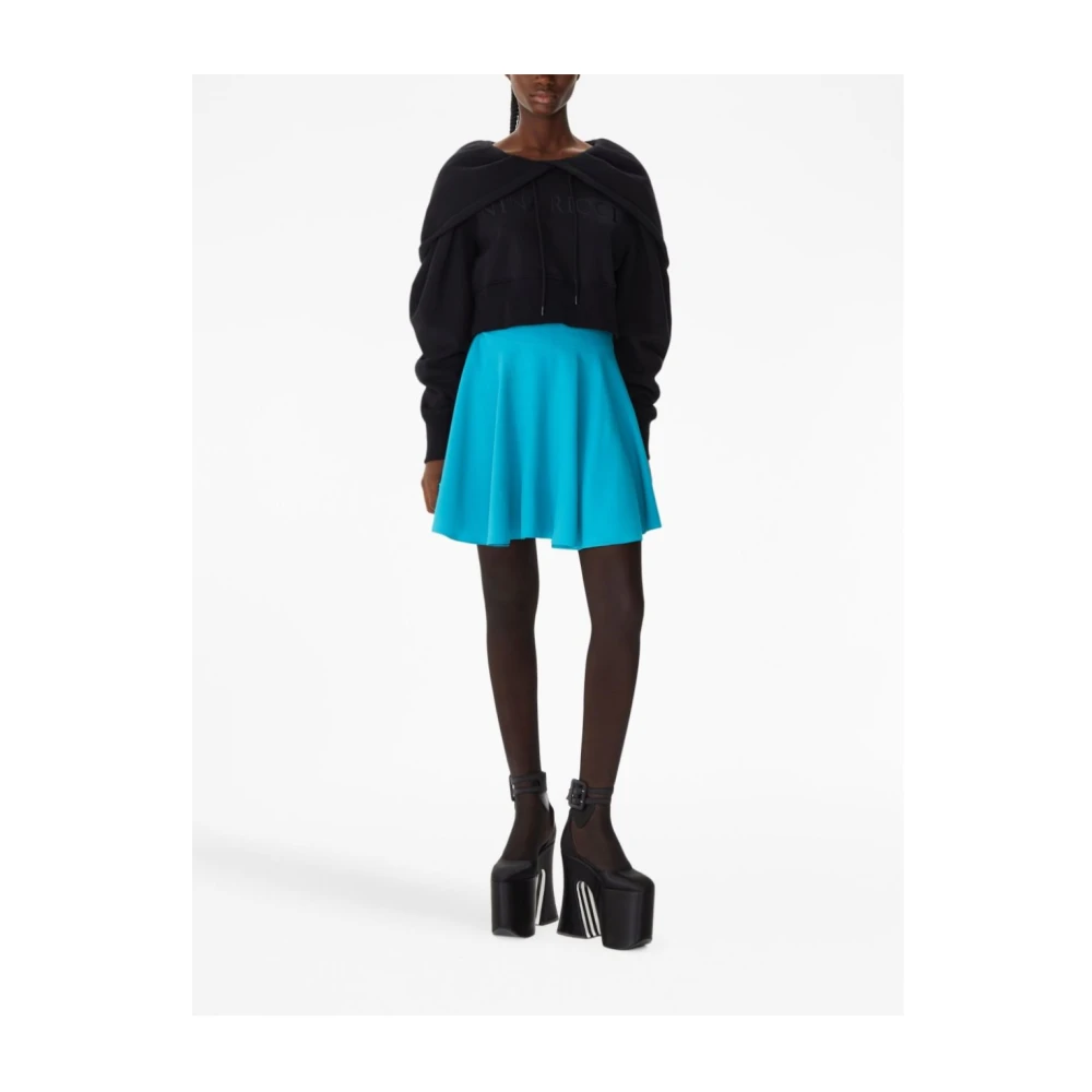 Nina Ricci Zwarte Logo Cropped Hoodie Sweater Black Dames