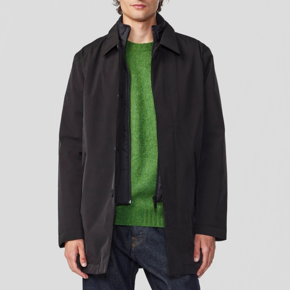 Nn07 Zwarte Waterdichte Trenchcoat met Afneembare Gilet Black Heren
