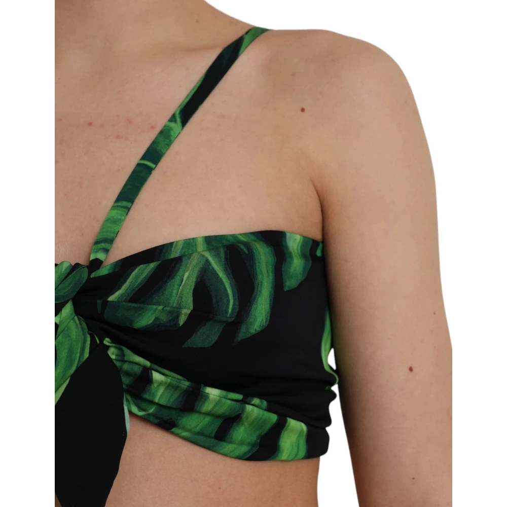 Dolce & Gabbana Bladprint Zijden Haltertop Multicolor Dames