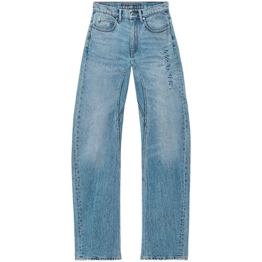 Alexander wang Indigo Blauwe Denim Jeans Whiskering Effect Blue Dames