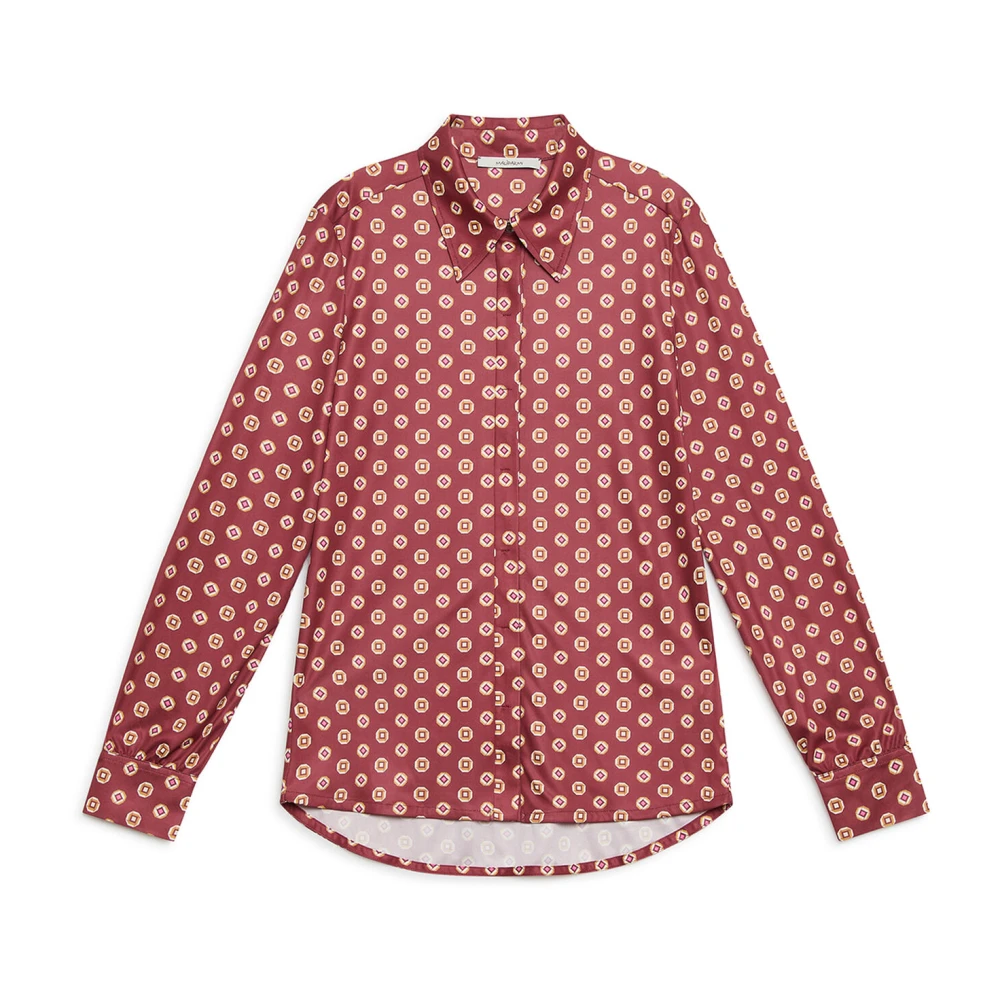 Maliparmi Donna Rosso Camicia In Jersey Con Micro Stampa