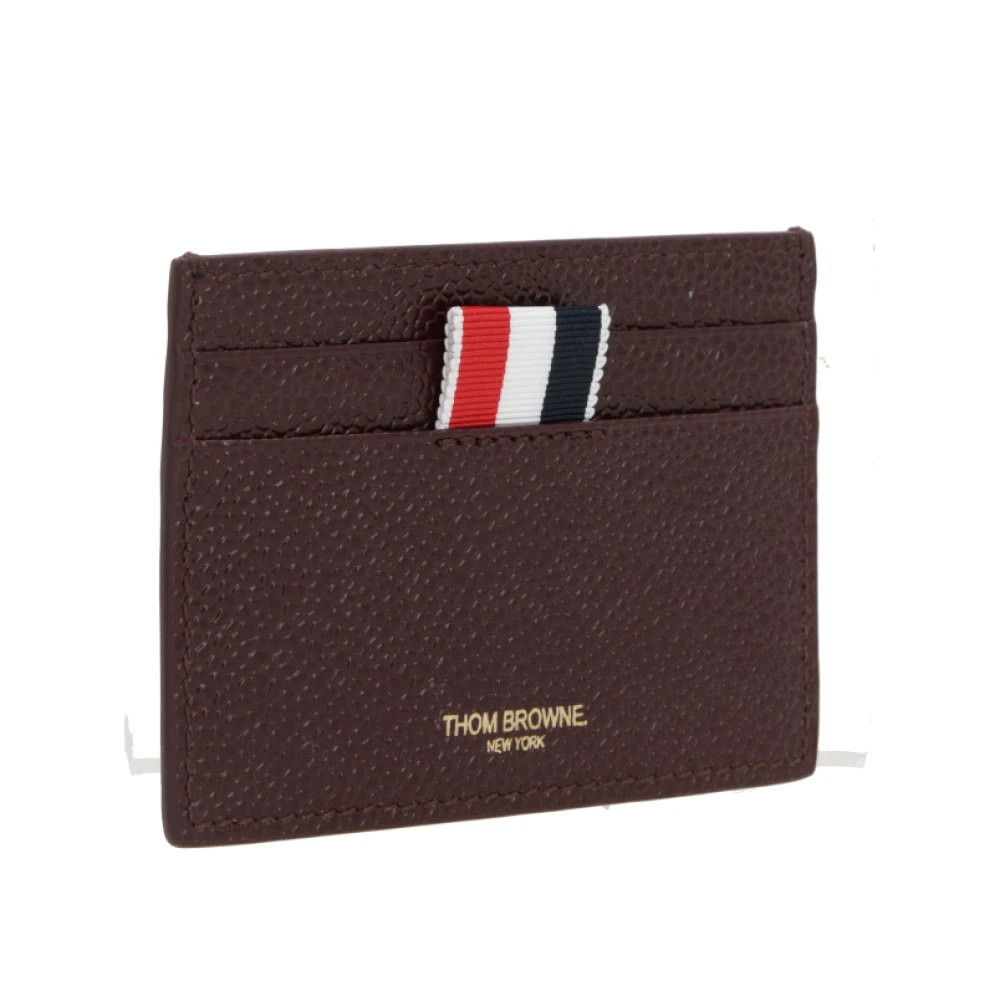 Thom Browne Paarse Pebble Grain Creditcardhouder Brown Heren