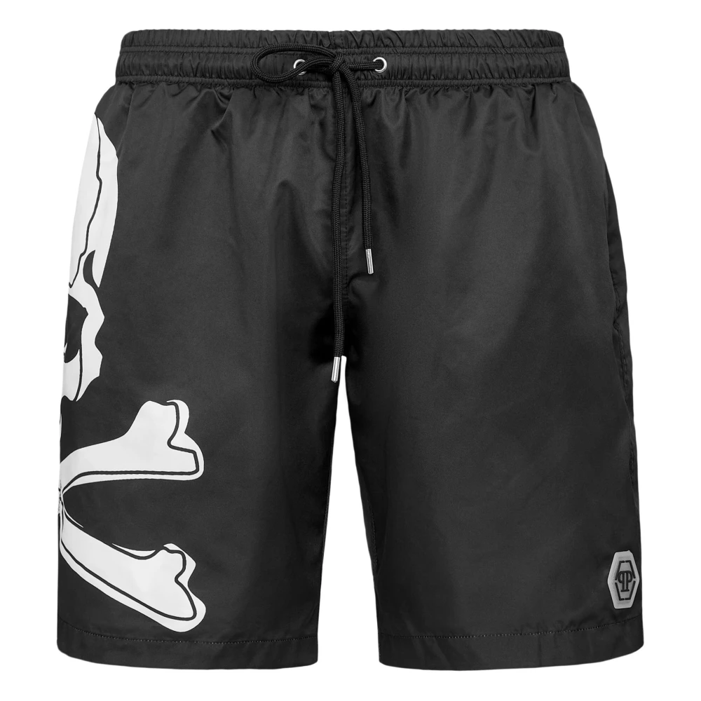 Philipp Plein Men's Black Swim Trunks Skull & Bones