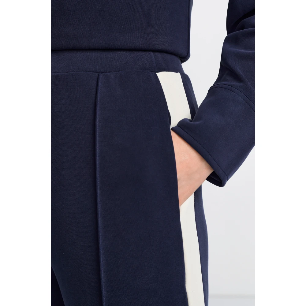 Rich & Royal Gestreepte Wijde Scuba Broek Blue Dames