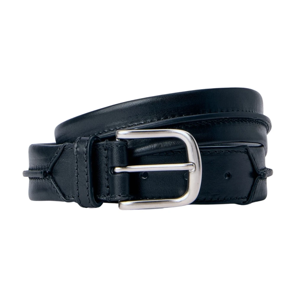 Dries Van Noten Black Belts, Male, 95 Cm, Embossead Seam Leather Belt