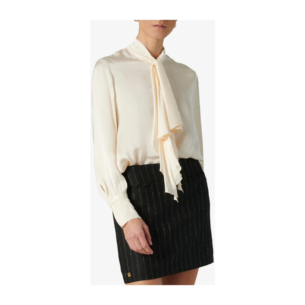 Manila Grace Elegante Strikblouse Wit White Dames