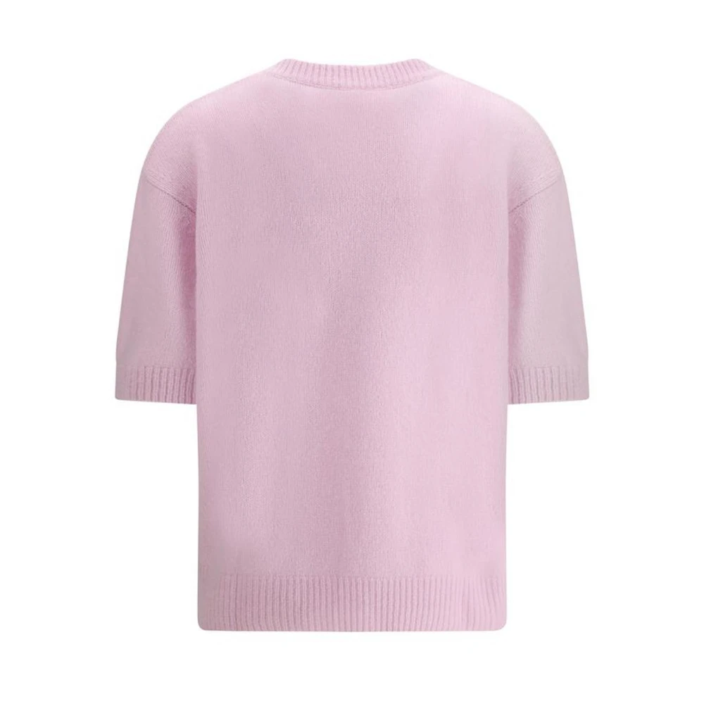 Lisa Yang Geribbelde Cashmere Trui met Driekwart Mouwen Pink Dames