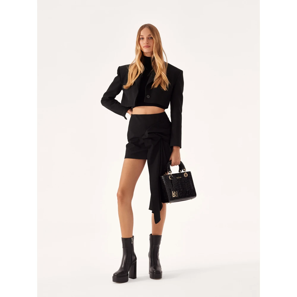 Kazar Elegante leren handtas met handgrepen geaccentueerd door print Black Dames