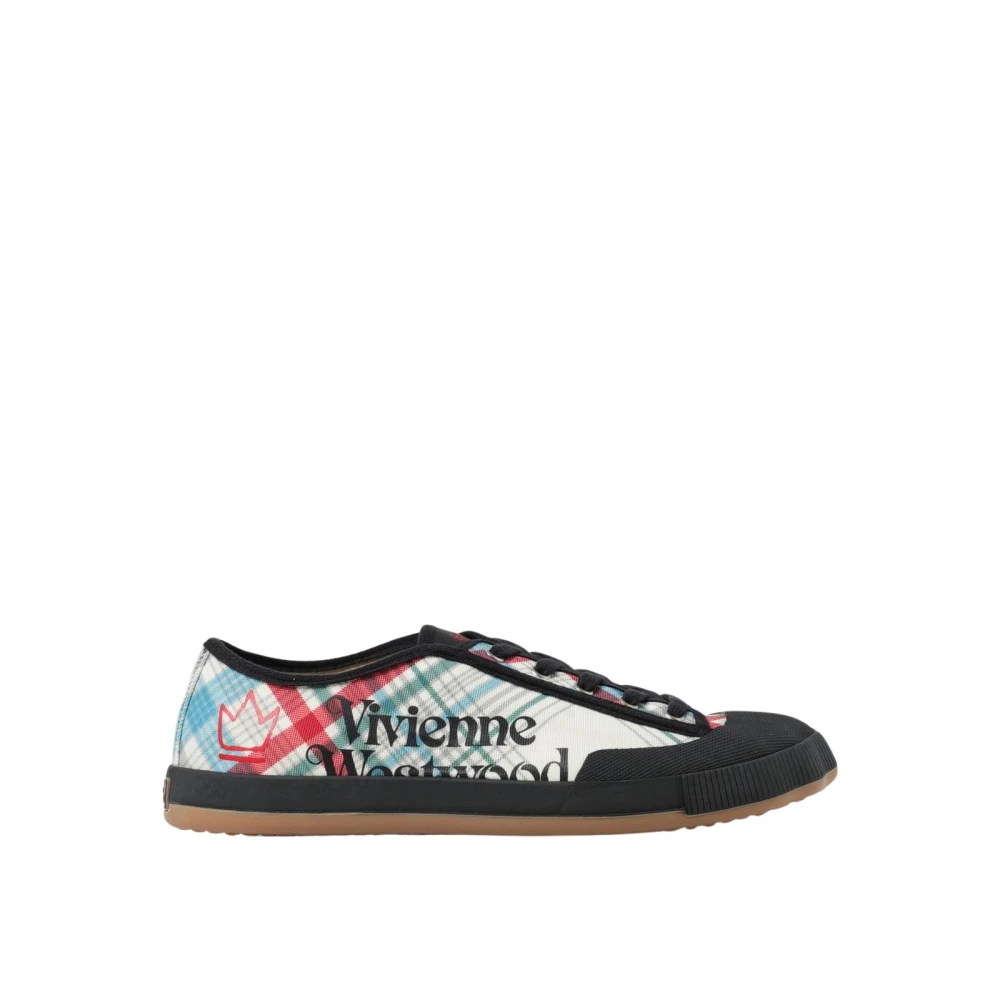 Vivienne Westwood Men's Multicolor Sneakers, 7 Uk, Tartan Orb Lowtop Trainers