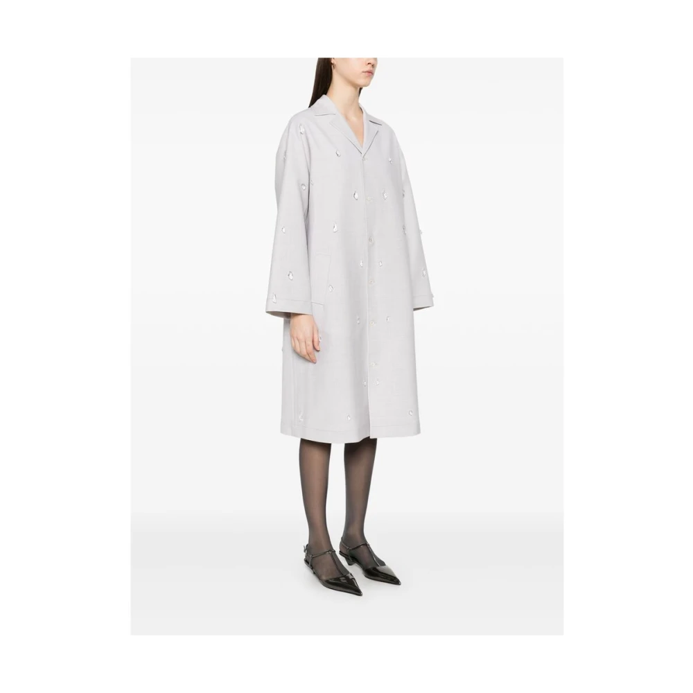 Fabiana Filippi Lichtgrijze Jas met Knoopsluiting Gray Dames