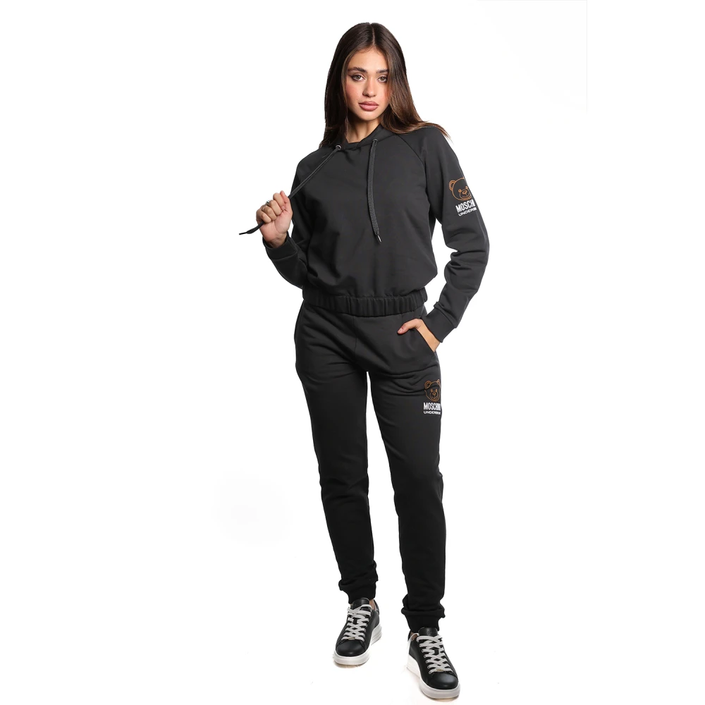 Moschino Zwarte Katoenmix Geribbelde Taille Joggers Black Dames