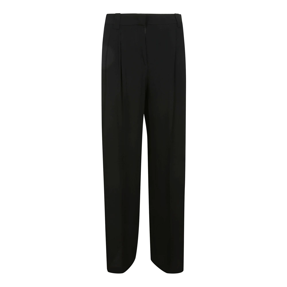 Incotex Women's Black Wide Leg Silk Trousers - Straight Trousers - Xs - Trousers
