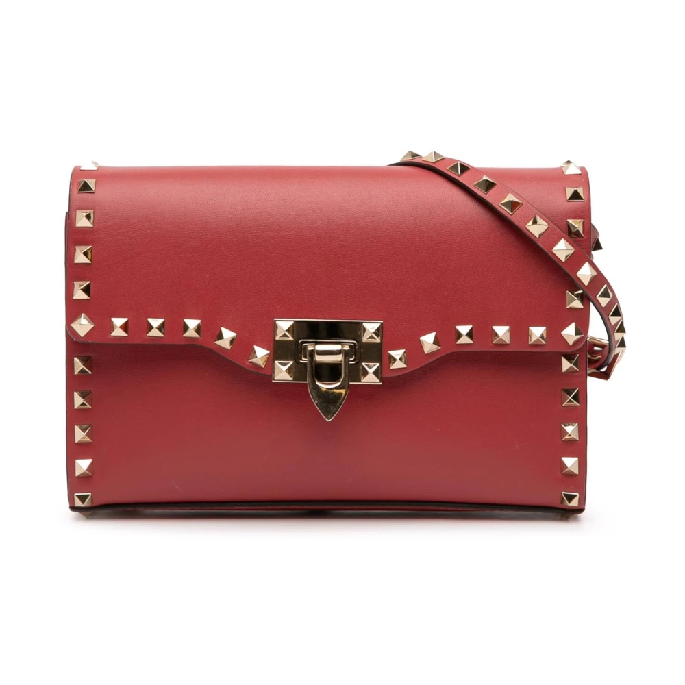 Valentino Vintage Women's Red Pre-Owned Studded Leather Bag