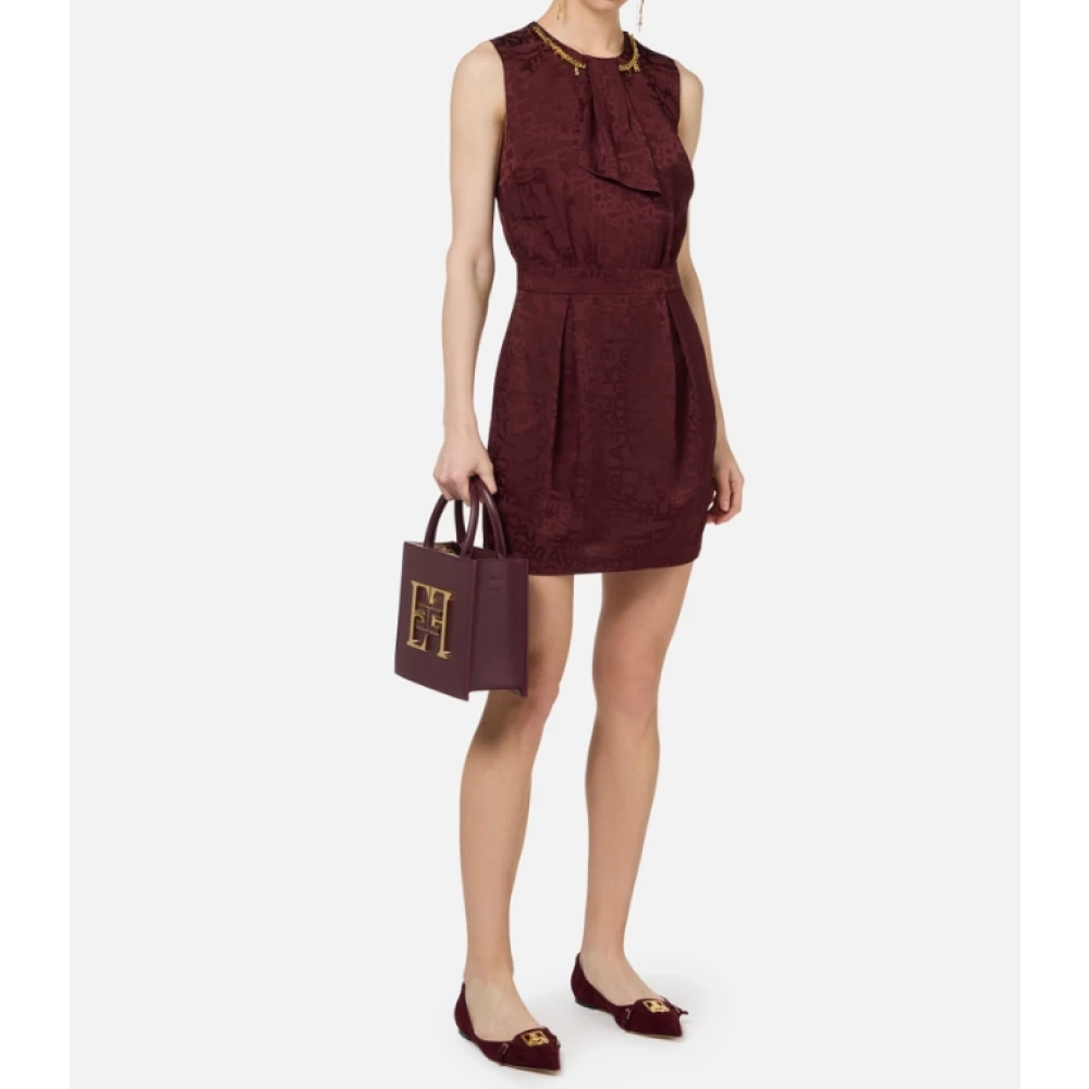 Elisabetta Franchi Bordeaux Crepe Jacquard Minijurk Red Dames