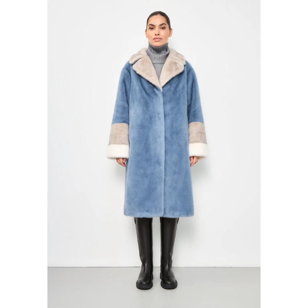 Cesare Gaspari Schitterende Kristal Nep Bontjas Blauw Blue Dames