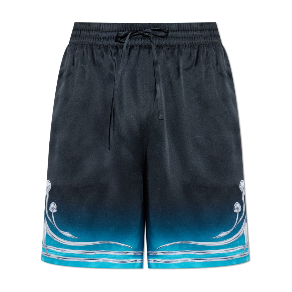 Casablanca Men's Black Casual Shorts, Xl, Silk Shorts With Print