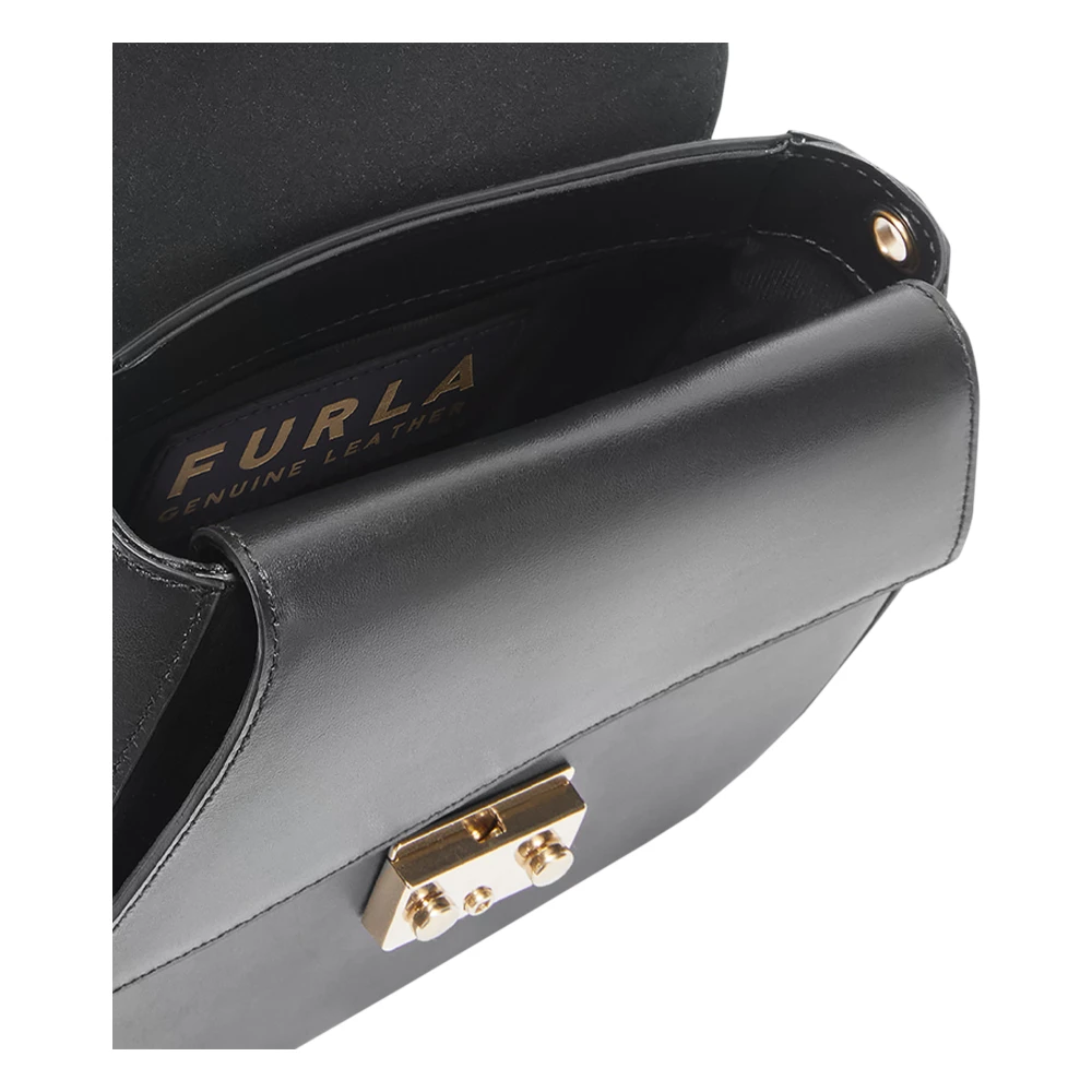 Furla Geometrische Mini Crossbody met Iconische Sluiting Black Dames