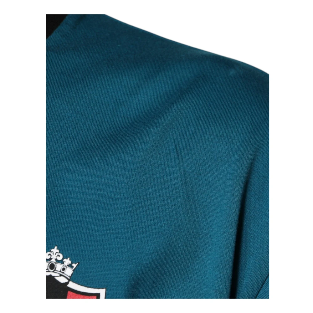 Dolce & Gabbana Blauw Logo Katoen Crew Neck T-shirt Blue Heren