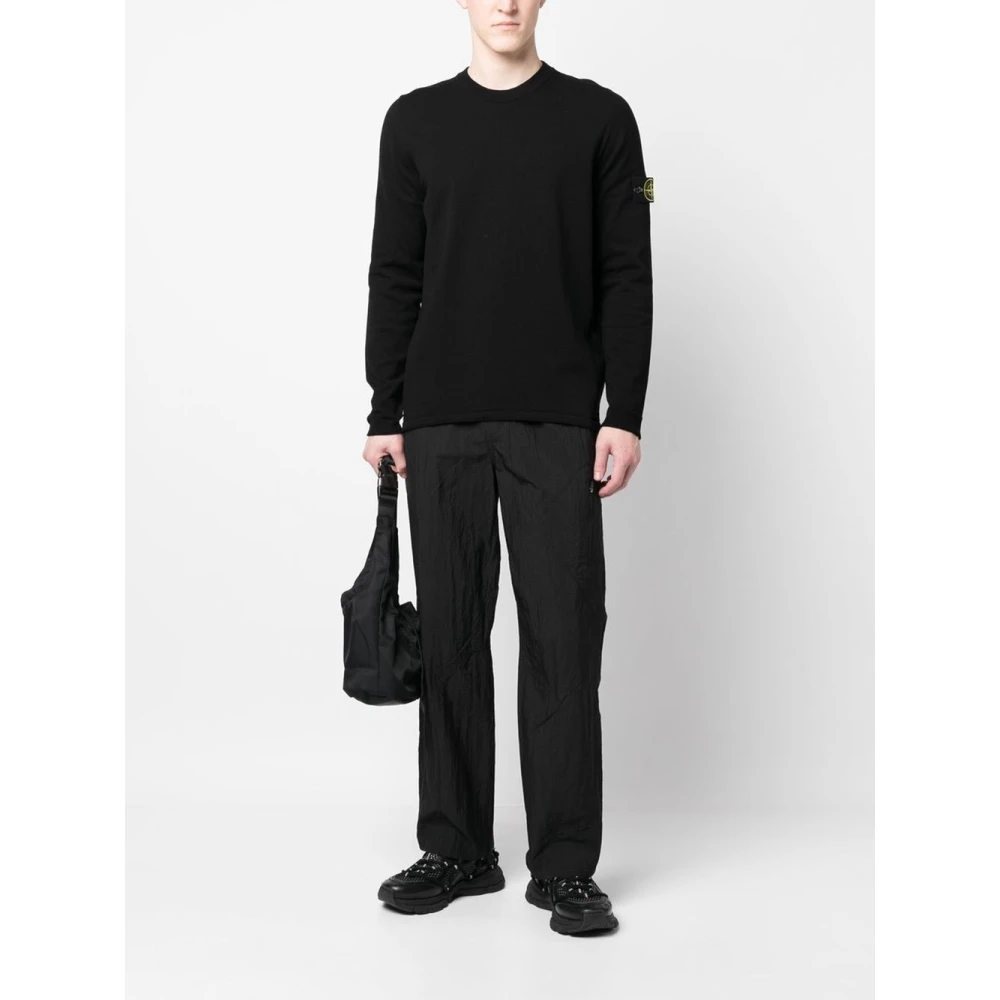 Stone Island Zwarte Katoenen Gebreide Trui Black Heren