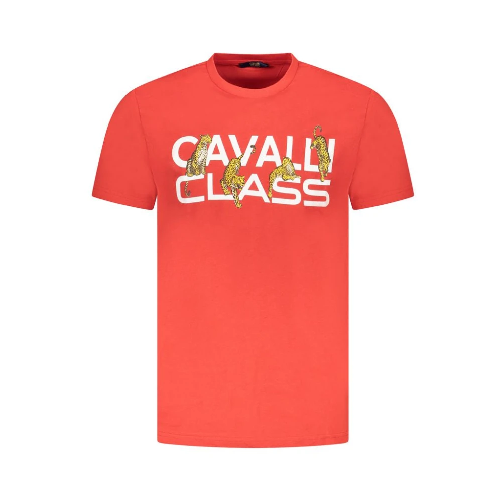 Cavalli Class Red Cotton Men T-Shirt - Male - T-Shirts - Red - M - Tops