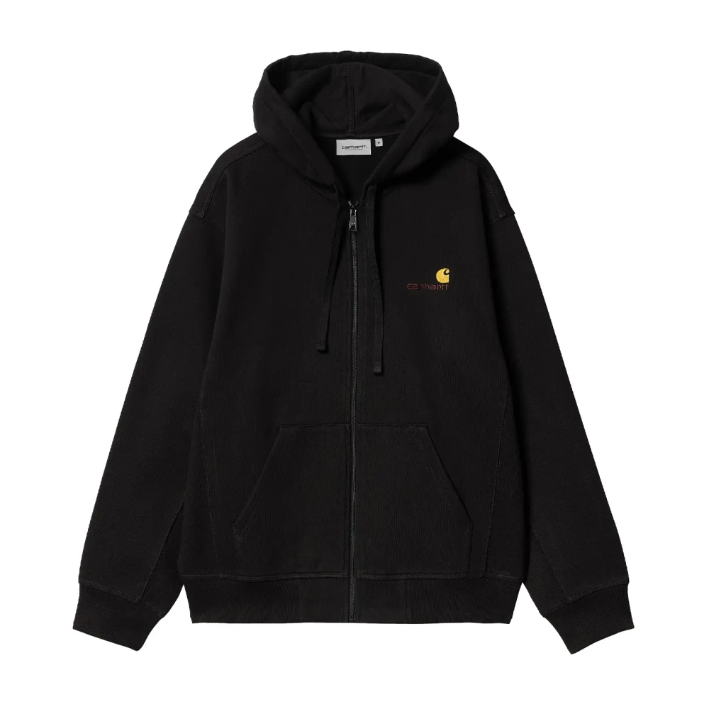 Carhartt Wip Men's Black Zip-Throughs, M, Hooded American Script Jacket