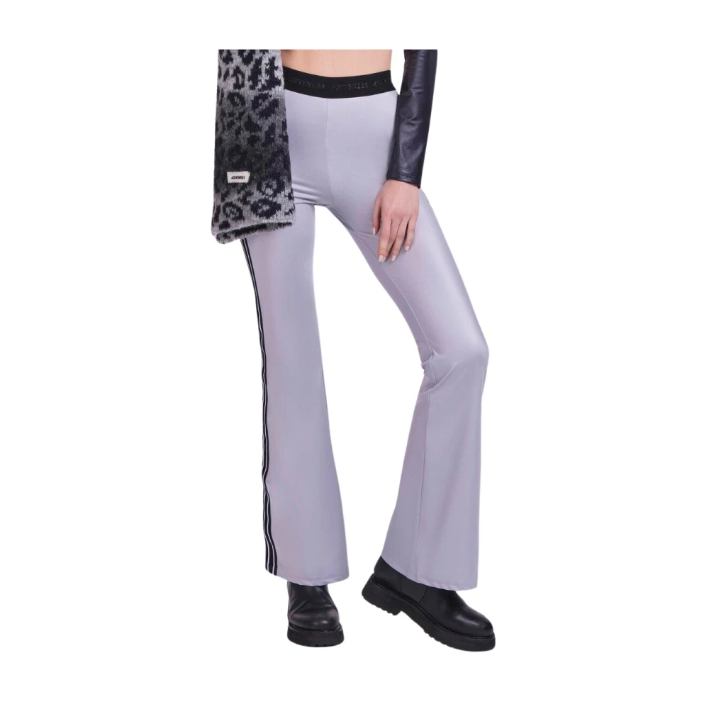 4Giveness Lycra Flare Leggings met Elastisch Logo Gray Dames