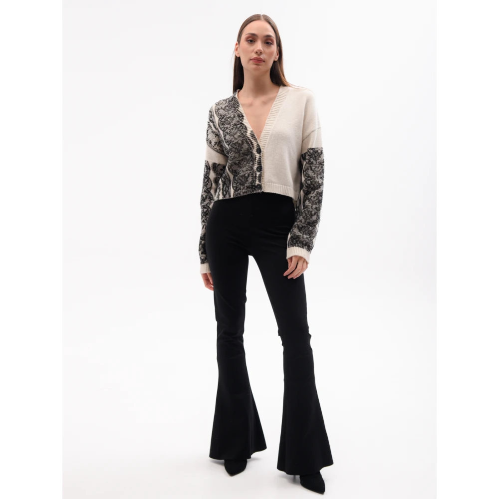 Liviana Conti Beige Kantapplicatie Cardigan Beige Dames