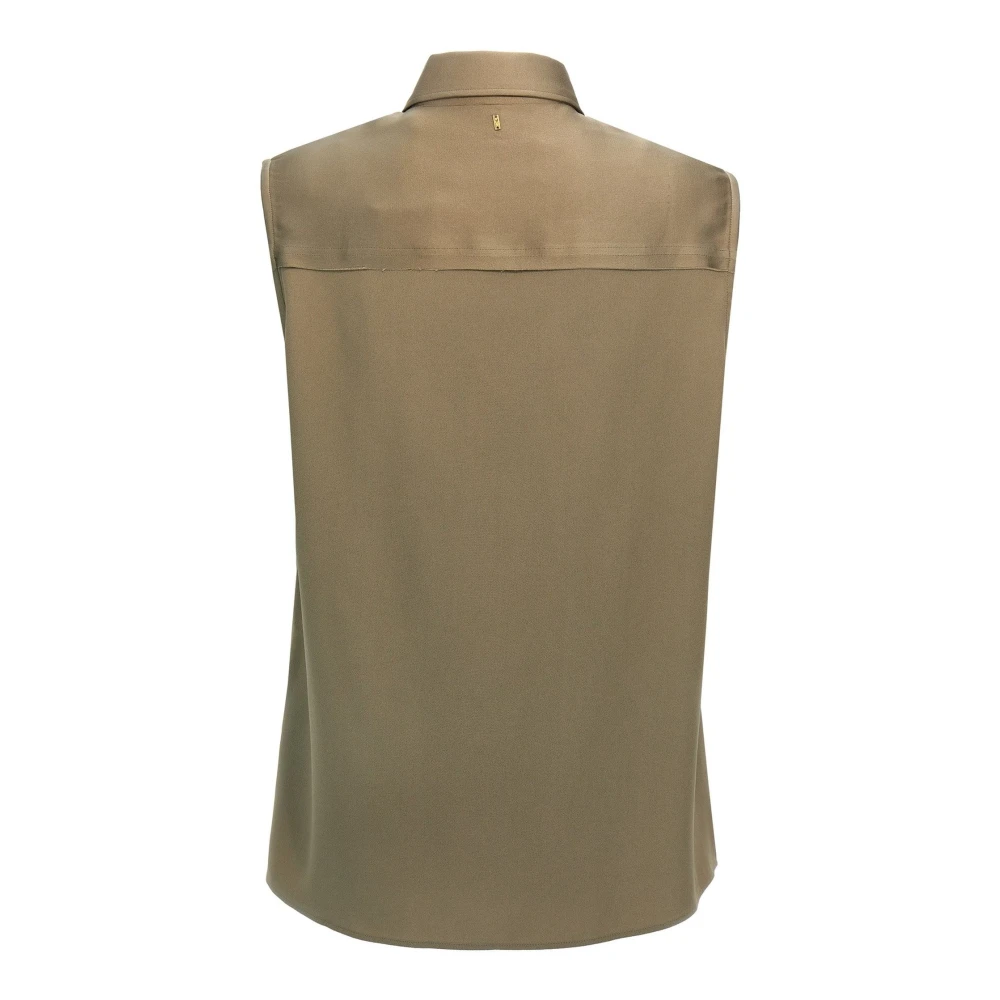 Ami Paris Groene mouwloze shirt met borstzak Green Dames