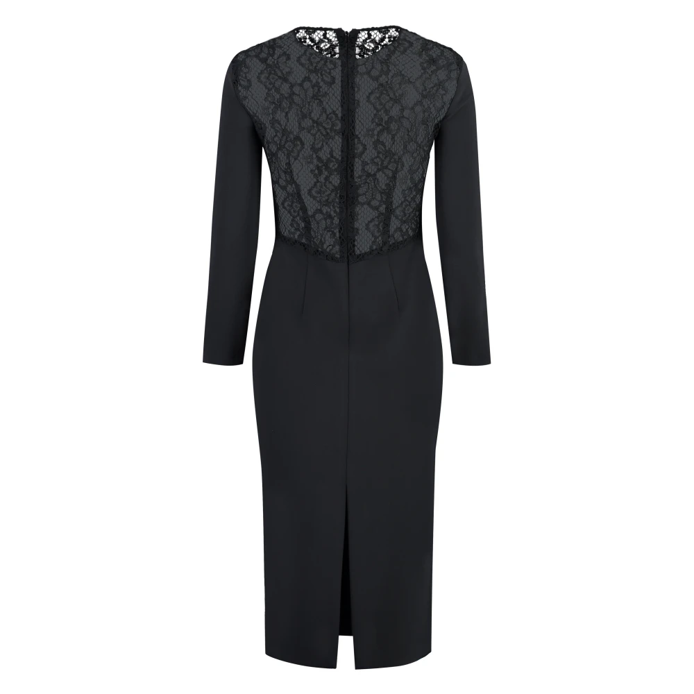 pinko Kanten Detail Crêpe Jurk Black Dames