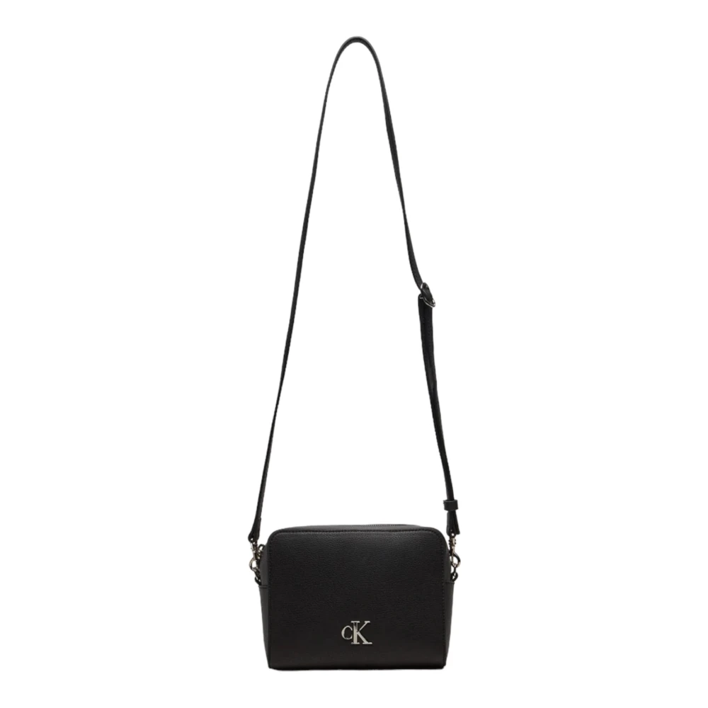 Calvin Klein Jeans Zwarte Bedrukte Schoudertas met Rits Black Dames
