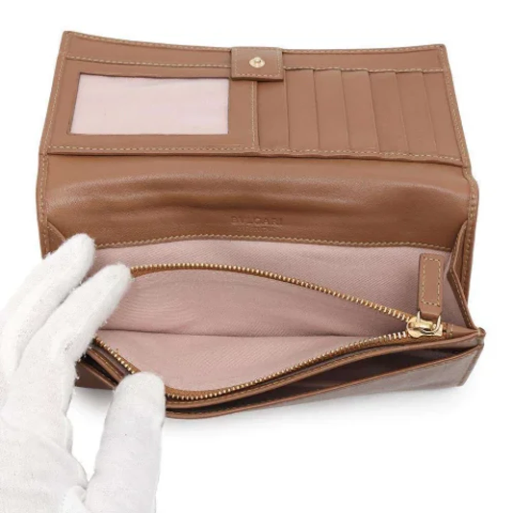 Bvlgari Vintage Pre-owned Leather wallets Brown Dames