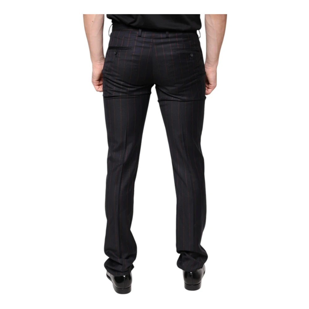 Dolce & Gabbana Zwarte Wol Skinny Jurk Broek Logo Black Heren