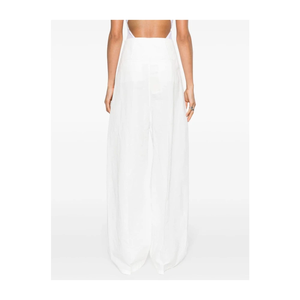 SPORTMAX Witte Modieuze Broek met Strass Detail White Dames